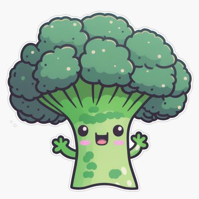 Funny Kawaii Broccoli with Open Hands and Mouth Sticker Vinyl Waterproof Sticker Decal Car Laptop Wall Window Bumper Sticker 5"