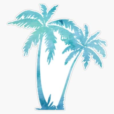 Blue Watercolor Palm Tree Sticker Vinyl Waterproof Sticker Decal Car Laptop Wall Window Bumper Sticker 5"