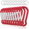 Sprookber Aluminum Carabiner, Caribeener Clips, Spring Snap Hook for Keychain Clip, Set of 10 (Red) view 1