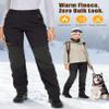 Asfixiado Womens Snow Ski Pants Waterproof Hiking Fleece Lined Insulated Softshell Outdoor Pants Snowboard Zipper Bottom Leg #6081-Black-14 view 3