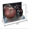 Better Display Cases Acrylic Full Size Football and Mini Helmet Display Case with Mirror Case, Light Blue Risers and Clear Base 19.25" x 8.25" x 8" (B47/A103) view 2