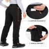 Asfixiado Womens Snow Ski Pants Waterproof Hiking Fleece Lined Insulated Softshell Outdoor Pants Snowboard Zipper Bottom Leg #6081-Black-6 view 2