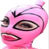 DORAFEI Latex Hood Mask Holiday Rubber Full Face Pink and Black Strips with Ponytail Wig Latex Mask (customized size, No tail and wigs) view 2