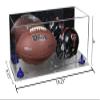 Better Display Cases Acrylic Full Size Football and Mini Helmet Display Case with Mirror Case, Dark Blue Risers and Clear Base 19.25" x 8.25" x 8" (B47/A103) view 2