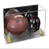 Better Display Cases Acrylic Full Size Football and Mini Helmet Display Case with Mirror Case, Yellow Risers and Clear Base 19.25" x 8.25" x 8" (B47/A103) view 1