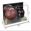 Better Display Cases Acrylic Full Size Football and Mini Helmet Display Case with Mirror Case, Yellow Risers and Clear Base 19.25" x 8.25" x 8" (B47/A103) view 2