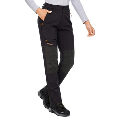 Asfixiado Womens Snow Ski Pants Waterproof Hiking Fleece Lined Insulated Softshell Outdoor Pants Snowboard Zipper Bottom Leg #6081-Black-4