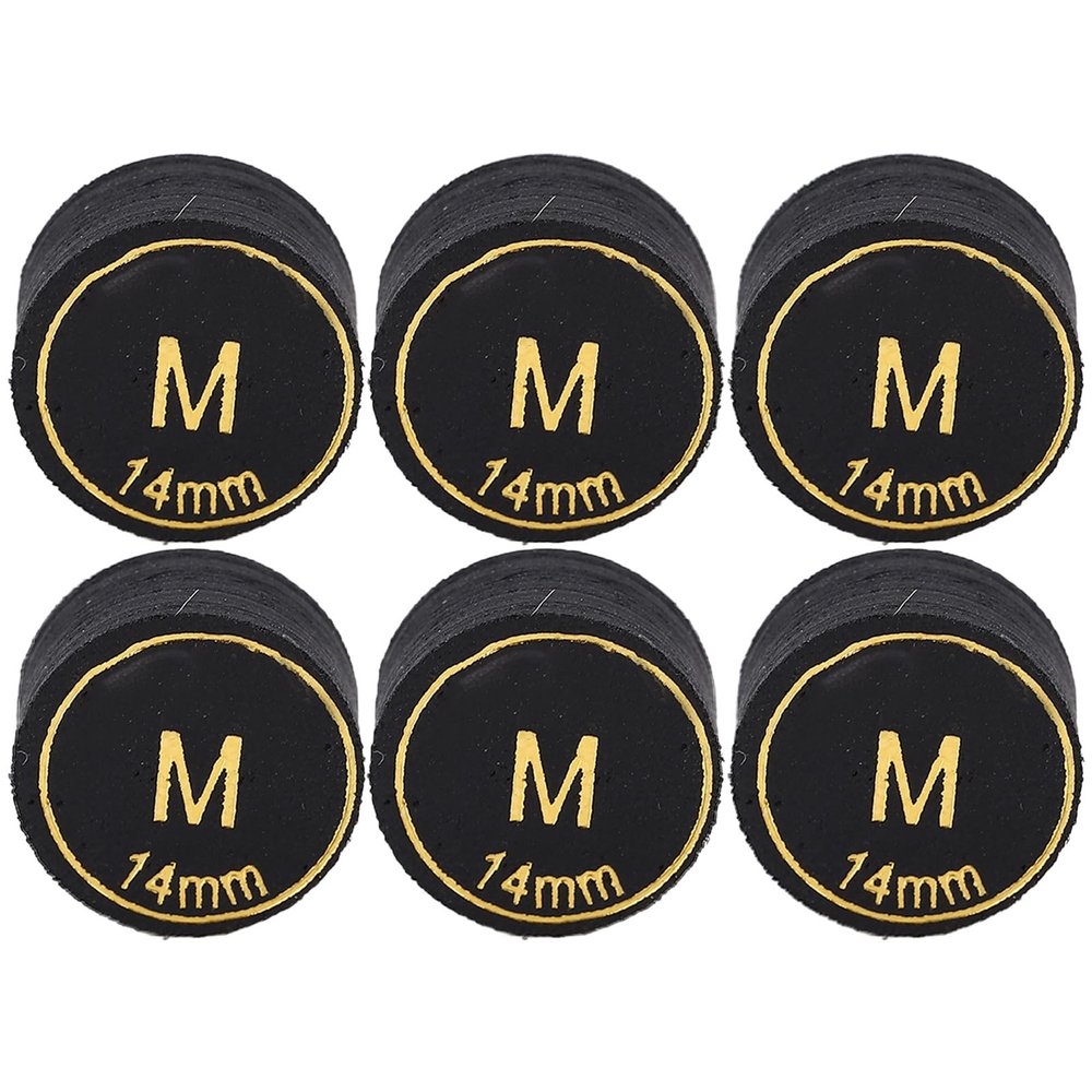 AMONIDA Pool Cue Tips, 6PCS Pool Cue Tips Professional Pool Cue Tips Replacement Billiard Pool Cue Tips Replacement Multi Layers Billiard Pool Cue Tips Replacement for Pool Cues and Snooker 14mm
