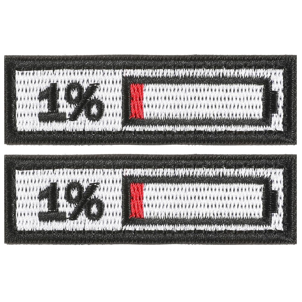 2 PCS Tactical Patch Funny Energy Display Patch Molle Accessories Military Morale Patches with Hook Fastener for Clothes Hat Backpack Gear (1% (Embroidered))