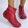 Ladmiple Cowboy Boots For Women Square Toe American Flag Women's Cowboy Boots Western Fashion Ankle Cowgirl Boots Combat Short Booties Round Toe High Top Casual Walking Shoes view 3