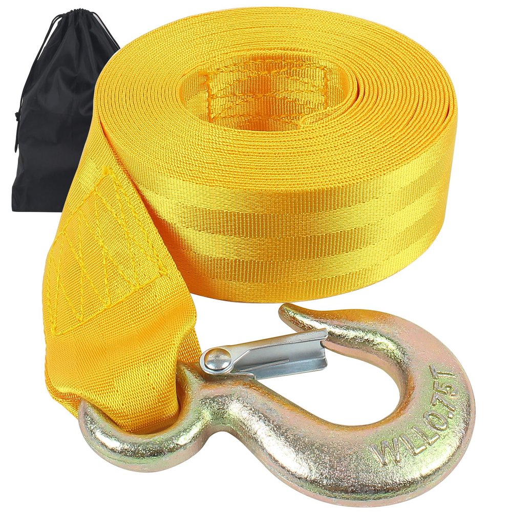 VEITHI Boat Winch Strap with Hook 2 inch x 20 Foot,Boat Trailer Winch Strap 10,000 lbs Breaking Strength 3300 lbs Working Load Great for Truck Heavy Duty Equipment (Yellow)