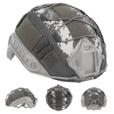 FAST Tactical Helmet Protective Cover,Airsoft Paintball Military 500D Nylon Camouflage Cloth Adjustable Elastic Fixed Straps Helmet Cover (ACU)