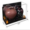 Better Display Cases Acrylic Full Size Football and Mini Helmet Display Case with Mirror Case, Orange Risers, Wall Mount and Clear Base 19.25" x 8.25" x 8" (B47/A103) view 2