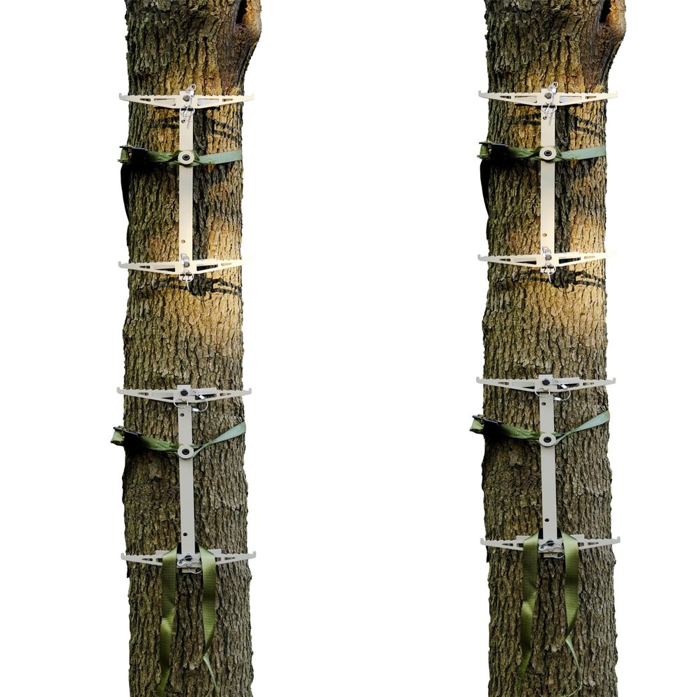 ONECHOI Climbing Sticks, 17 Lightweight Aluminium Hunting Climbing Sticks w/Silent Design, Tree Stand Sticks w/Pivoting V-Brackets & 20 Rope Aiders, Tree Steps for Deer Hunting Gear(4 Packs)