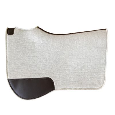 100% Wool Felt Western Horse Saddle Pad 3/4" or 1" Thick with Wear Leather Contoured Moisture Wicking 006 (3/4 Inch, 30" x 30")