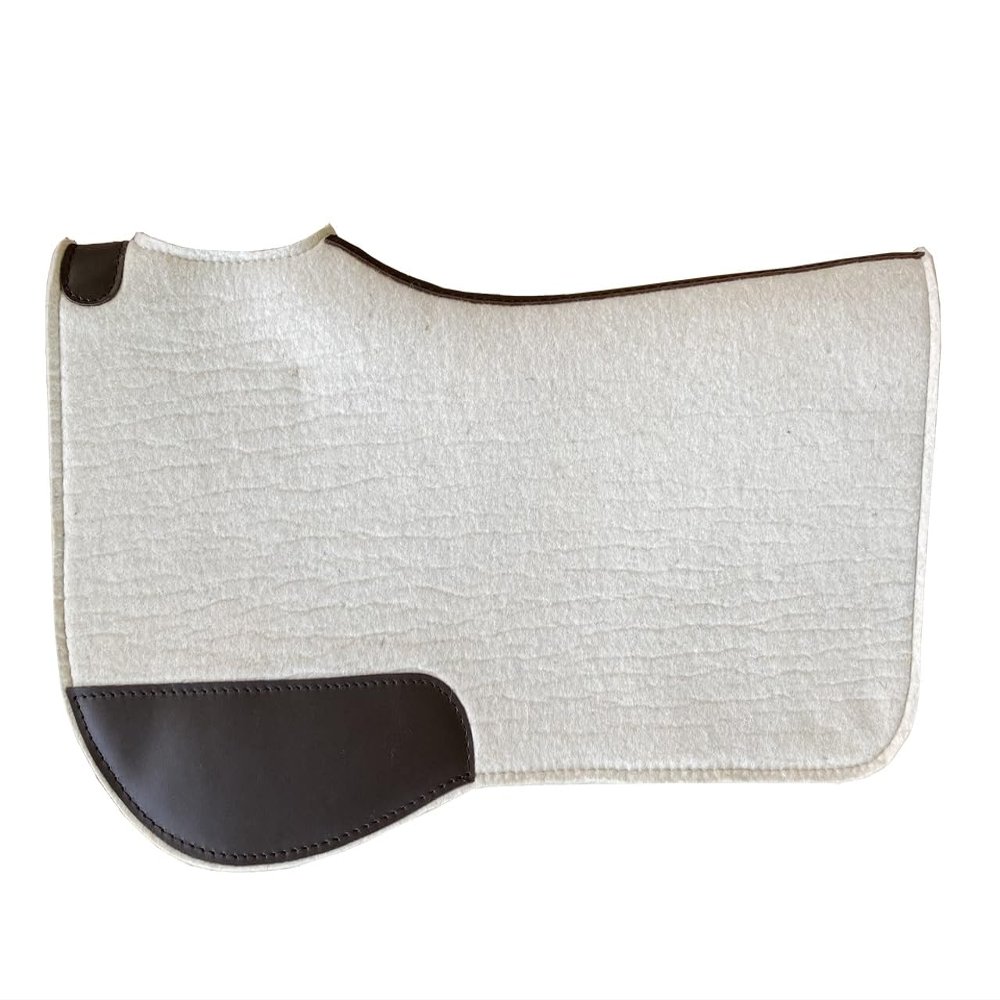 100% Wool Felt Western Horse Saddle Pad 3/4" or 1" Thick with Wear Leather Contoured Moisture Wicking 006 (3/4 Inch, 30" x 30")
