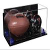 Better Display Cases Acrylic Full Size Football and Mini Helmet Display Case with Mirror Case, Dark Blue Risers, Wall Mount and Clear Base 19.25" x 8.25" x 8" (B47/A103) view 1