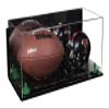 Better Display Cases Acrylic Full Size Football and Mini Helmet Display Case with Mirror Case, Green Risers, Wall Mount and Clear Base 19.25" x 8.25" x 8" (B47/A103) view 1