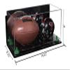 Better Display Cases Acrylic Full Size Football and Mini Helmet Display Case with Mirror Case, Green Risers, Wall Mount and Clear Base 19.25" x 8.25" x 8" (B47/A103) view 2