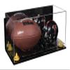 Better Display Cases Acrylic Full Size Football and Mini Helmet Display Case with Mirror Case, Yellow Risers, Wall Mount and Clear Base 19.25" x 8.25" x 8" (B47/A103) view 1