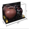 Better Display Cases Acrylic Full Size Football and Mini Helmet Display Case with Mirror Case, Yellow Risers, Wall Mount and Clear Base 19.25" x 8.25" x 8" (B47/A103) view 2