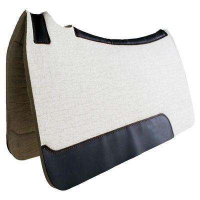 100% Wool Felt Western Horse Saddle Pad 3/4" or 1" Thick with Wear Leather Contoured Moisture Wicking 009 (3/4 Inch, 30" x 30")