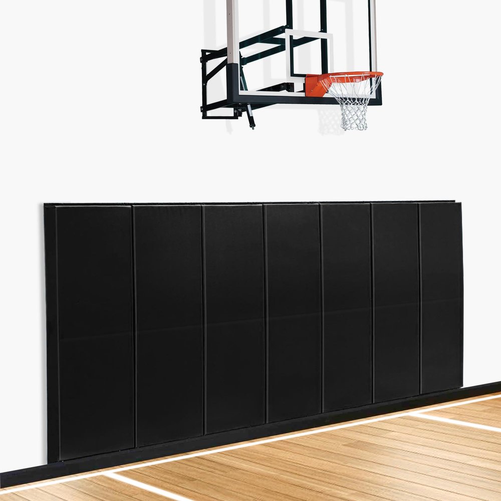 Gym Wall Pads, Protective Wall Padding for Gym, Boxing, Garage, Basement, Kids Playroom, Basketball Court Wall-Mounted Hoop, 2" Thick Wall Cushion Mat Black, Durable & Easy Cleaning, 2FTx6FT/PCS