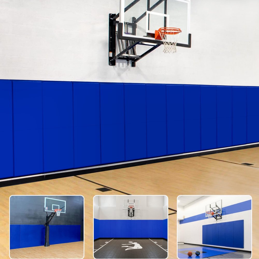 Gym Wall Pads, Protective Wall Padding for Gym, Boxing, Garage, Basement, Kids Playroom, Basketball Court Wall-Mounted Hoop, 2" Thick Wall Cushion Mat Blue, 2FTx5FT/PCS