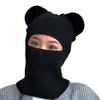 Balaclava for Women Knitted Full Face Mask Neck Warmer Motorcycle Riding Female Hat Snowboarding Lovely Little Bear Ears Black view 1