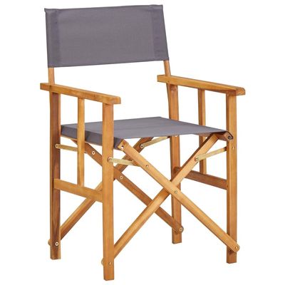 GOLINPEILO Foldable Director's Chair with Solid Acacia Wood Frame and Dark Gray Fabric Seat, Outdoor Camping Chair for Picnic, Hiking, Fishing, 21.6"x22"x34.6" -AA
