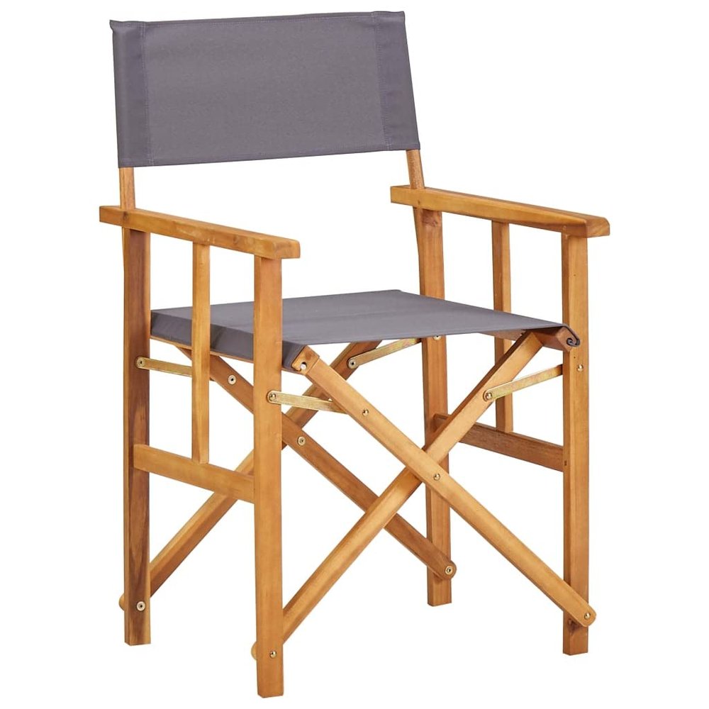 GOLINPEILO Foldable Director's Chair with Solid Acacia Wood Frame and Dark Gray Fabric Seat, Outdoor Camping Chair for Picnic, Hiking, Fishing, 21.6"x22"x34.6" -AA