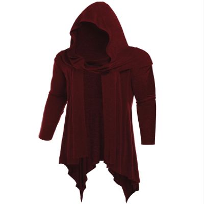 Bane Medieval Gothic Hooded Cardigan - Wine Red Long Length Drape Cape Kimono Outwear Street Fashion