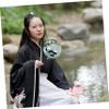 IMIKEYA Natural Wood Grain Design Fan Handles Chinese Decor Lacquer Fan Bulk Pack view 3