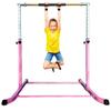 Athletic Bar Expandable Gymnastics Bars, Adjustable Height 3 to 5 FT Gymnastic Horizontal Bars Junior Training Bar for Children with Heavy Duty Curved Legs for Kids (Pink) view 4