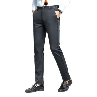  Fleece Lined Dress Pants Men New Slim Fit Cut Flat-Front Trousers (30, Fleece-Lined Grey)