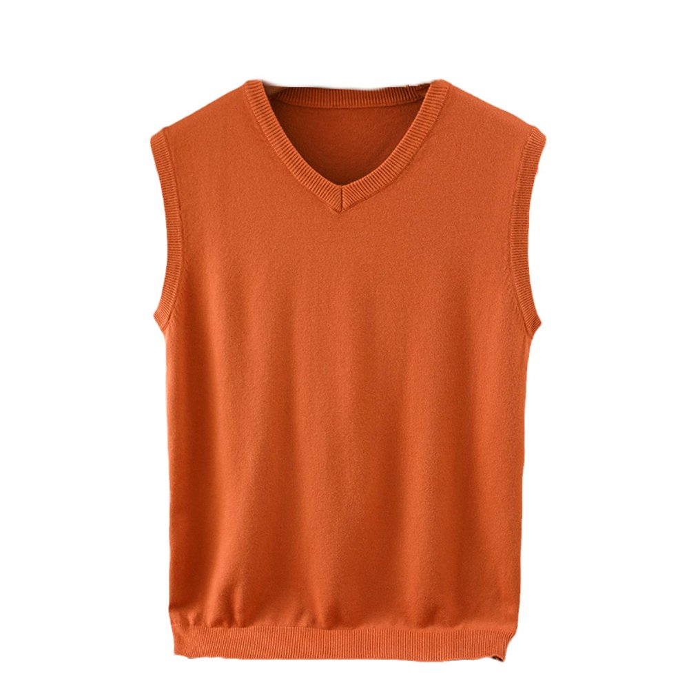 Men's Knitted Vest - Classic Style Men Knitwear Pullover Sweater Waistcoat Casual Loose Vintage Simple Autumn Winter Warm Business Office Tops Clothes,Orange,XL