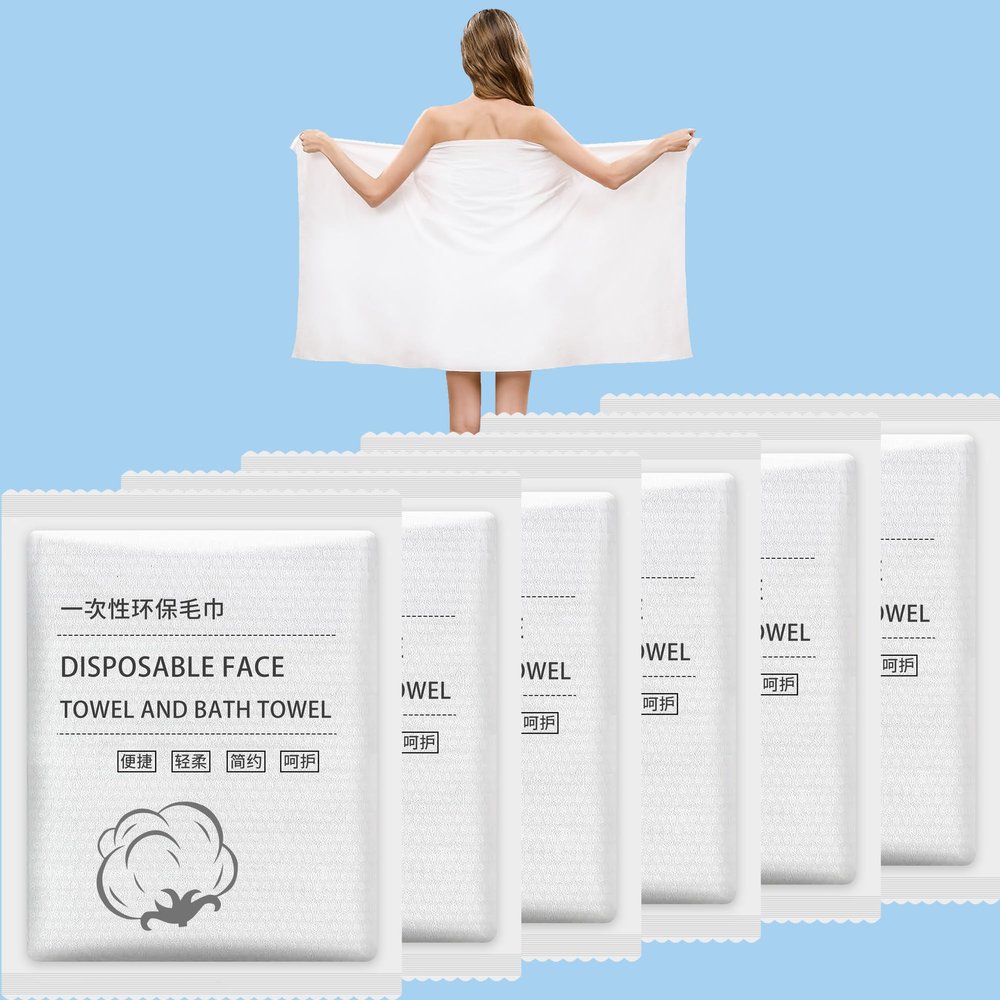 ERHAOG Disposable Bath Towels, 6 Pcs Large Travel Bath Towel 55 * 28 Inches, Travel Essentials Compressed Towel - Portable Disposable Washcloths for Beach Shower Hiking Swim Hotel Camping
