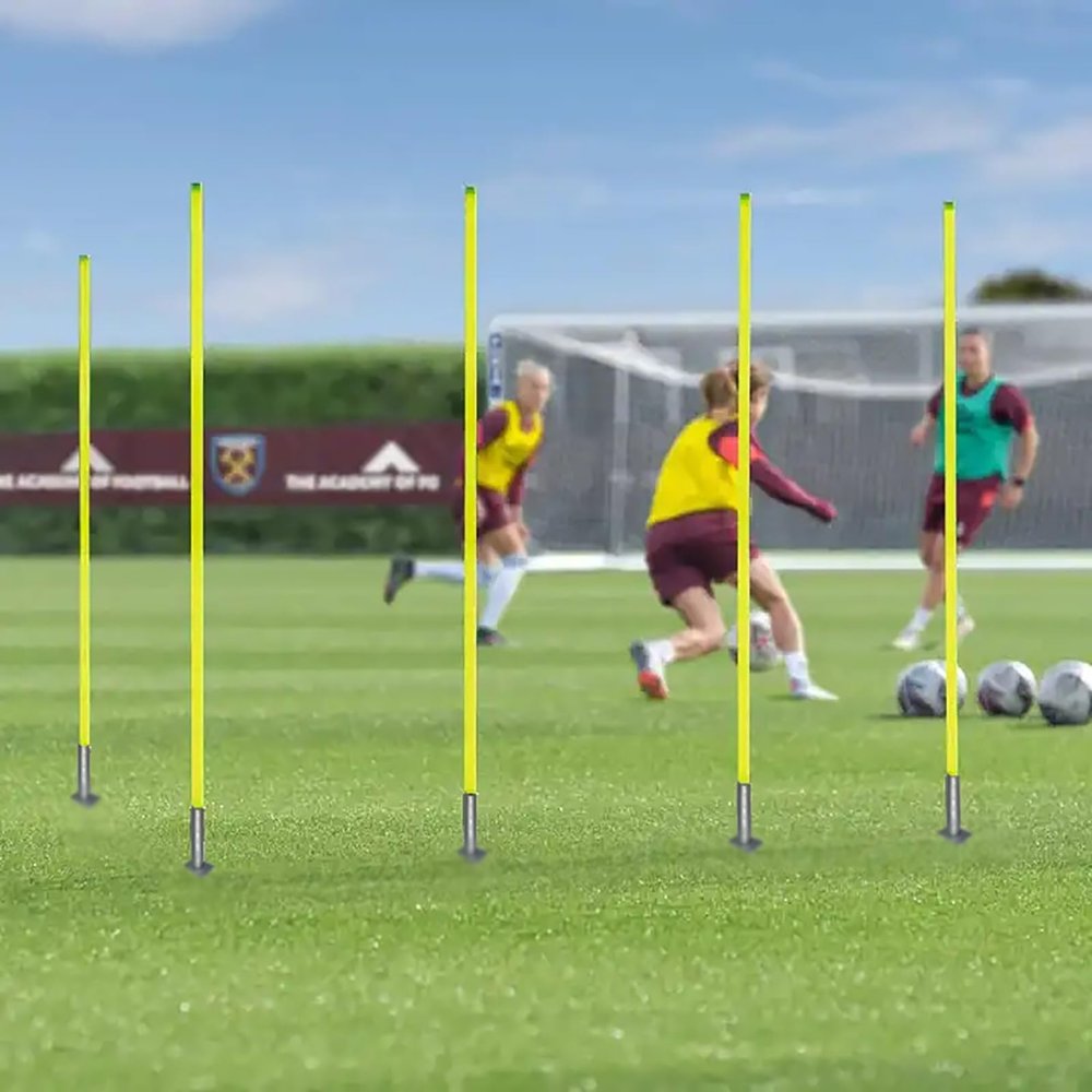 5/10/15/20 Pack Soccer Agility Poles - Yellow PVC Bendable Slalom Sticks for Football Training - Outdoor Sports & Fitness Equipment - Kids & Adults - Spring Loaded Poles