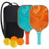 Pickleball Paddlespico Racket 2 Piece Set - Fibreglass Racket Set with Ergonomic Grip and Carrying Case for Beginners and Professionals (Single Orange Racket+Single Green Racket+4balls+1bag) view 1
