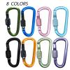 YUCHIYA 8 Pack D-Shape Carabiner Clasp with Screw Gate, 2.2 Inch Mini Keychain Clip Key Chain Buckle, Aluminum Alloy Keyrings Hook for Outdoor Hiking not for Climbing (D with Screw, Multicolor) view 2