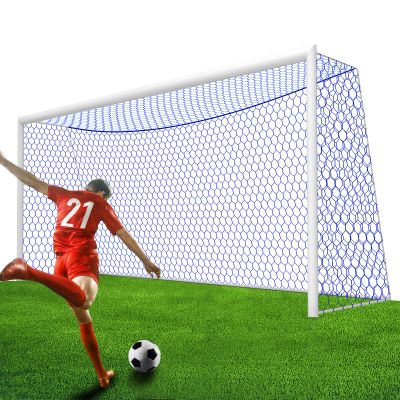 YUXUXU Professional Soccer Goal Net Replacement 24x8FT [8.4lbs, 4mm Nylon], Upgraded Weather Resistance, Enhanced Break Strength, Superior Abrasion Resistance- Blue (Net Only)