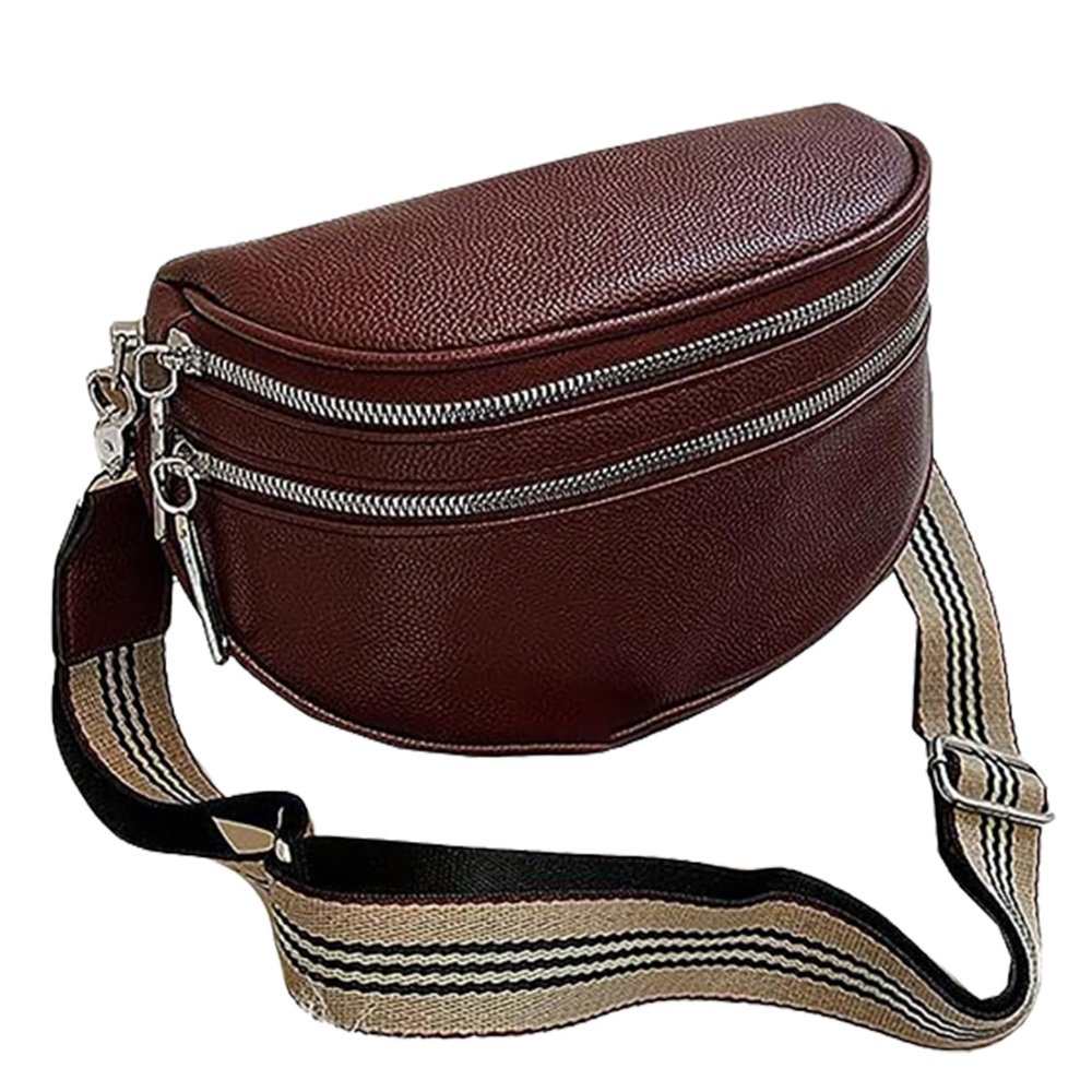 VNDUIFH Multi-Pocket Chest Bag Women Leather Solid Crossbody Saddle Purse,versatile style chest bag,Shoulder bag for women (1)