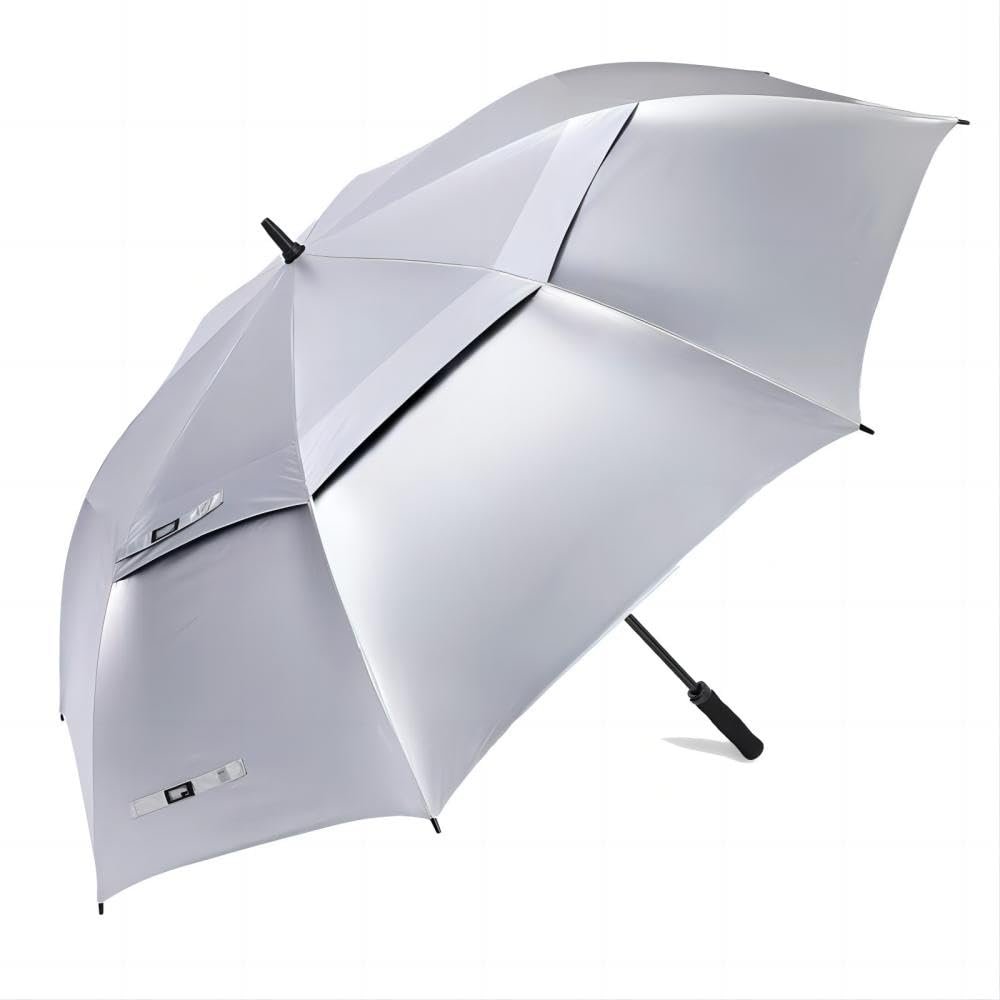 40-inch Extra Large Long Handle Umbrella for Men - Outdoor Sunshade Titanium Silver Double-layer Golf Umbrella with Cover