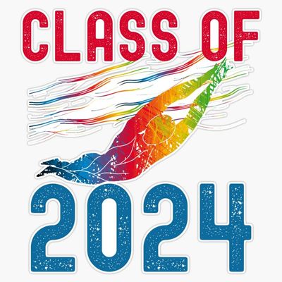 Class of 2024 Swim Team, 2024 Swimmer Bumper Sticker Vinyl Decal 5"