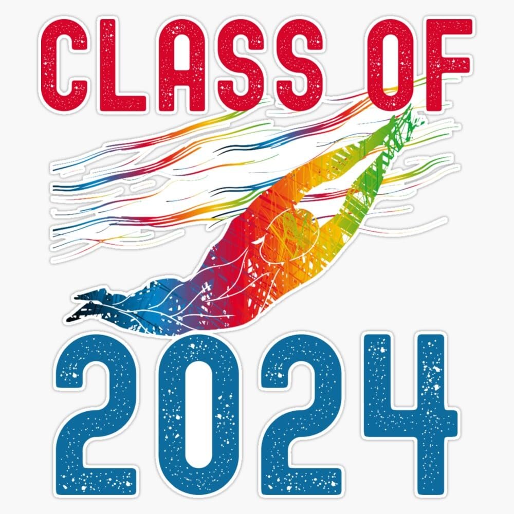 Class of 2024 Swim Team, 2024 Swimmer Bumper Sticker Vinyl Decal 5"