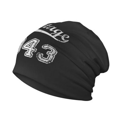 Funny Vintage 1943 80th Birthday Gifts Beanie Hat Men Winter Hats Women Skull Cap Slouchy Hats Knit Hedging Hat Black