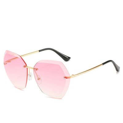HPIRME Vintage Rimless Sunglasses Women Men Retro Cutting Lens Gradient Sun Glasses Female UV400,8,One size
