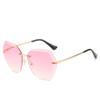 HPIRME Vintage Rimless Sunglasses Women Men Retro Cutting Lens Gradient Sun Glasses Female UV400,8,One size view 1