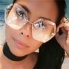 HPIRME Vintage Rimless Sunglasses Women Men Retro Cutting Lens Gradient Sun Glasses Female UV400,8,One size view 3