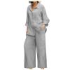 Two Piece Outfits Women Oversized Sweatshirt Cottom Linen Shirts Wide Leg Pants Sweatsuits Fall Clothes 2023 Lounge Set view 1